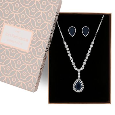 Crystal peardrop necklace and earring set